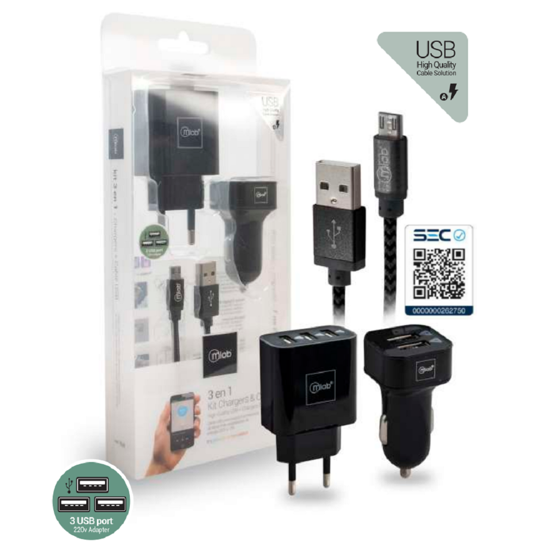 Kit 3 en 1 7898 - Chargers + Cable USB Cable USB a micro USB